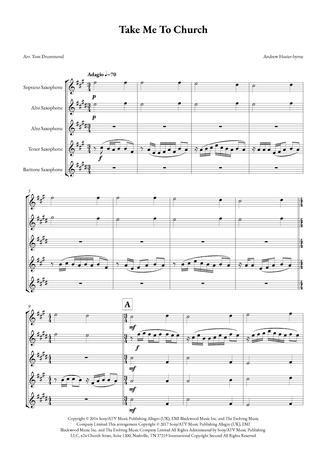 Take Me To Church (arr. Tom Drummond)