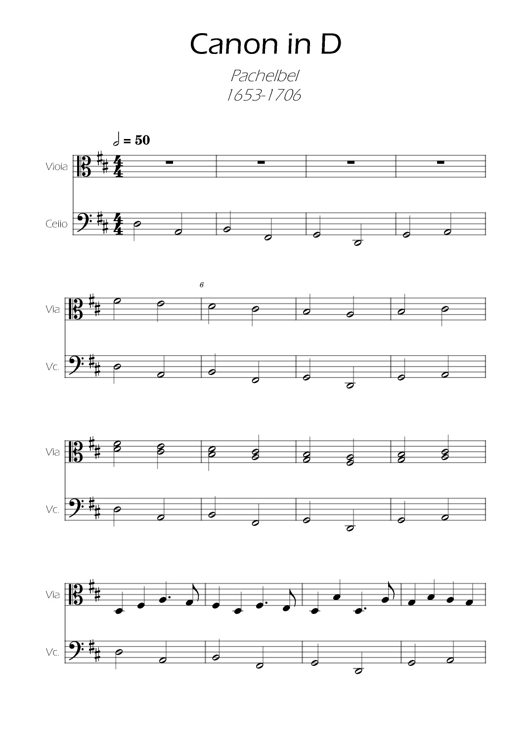 Canon in D Easy Cello and Viola Duet (arr. Ygor Nunes)