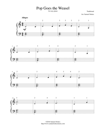 Pop Goes the Weasel - for easy piano (arr. Samuel Stokes)