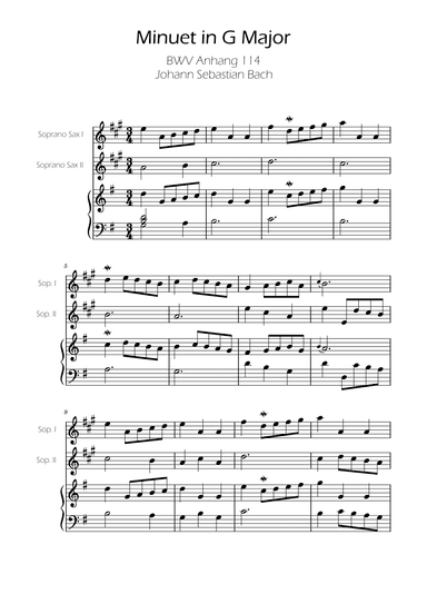 Minuet in G major BWV Anh. 114 - Bach - Soprano Sax Duet w/ Piano (arr. Ygor Nunes)
