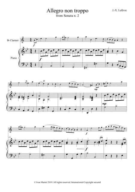 Sonata for Clarinet N. 2 - I (Allegro) - J.X. Lefevre (arr. Ivan Marini)