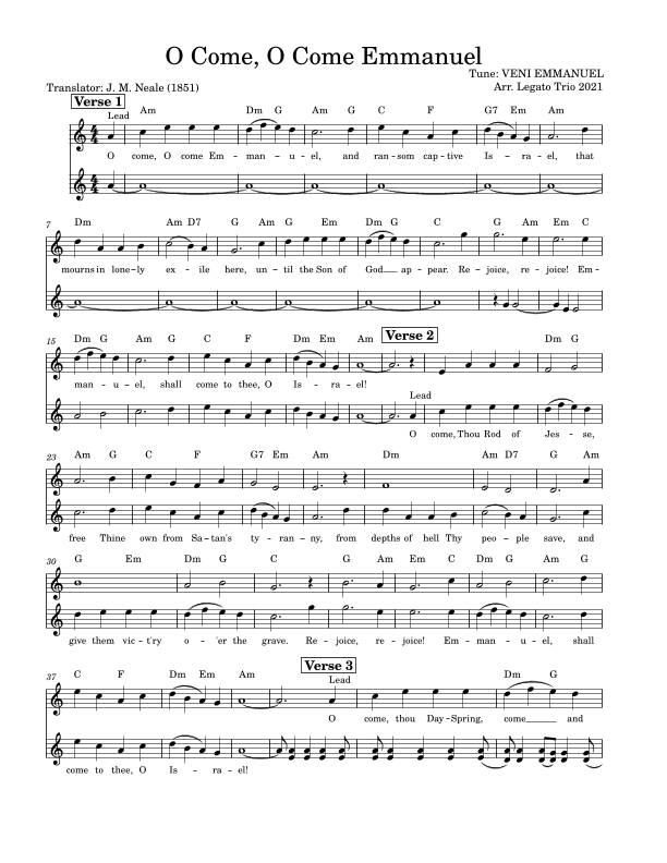 O Come, O Come, Emmanuel (arr. Legato Trio)