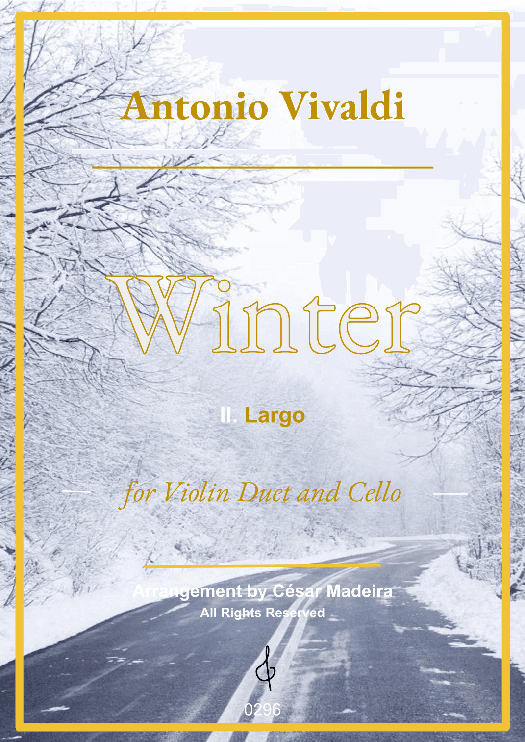 Winter by Vivaldi - Violin Duo and Cello - II. Largo (Full Score) - Score Only (arr. César Madeira)
