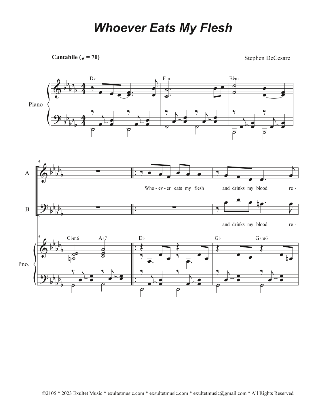Whoever Eats My Flesh (Vocal Trio - (SAB)