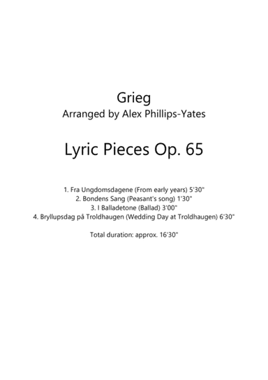 Lyric Pieces Op. 65 (including Wedding Day at Troldhaugen) - String Orchestra (arr. Alex Phillips-Yates)