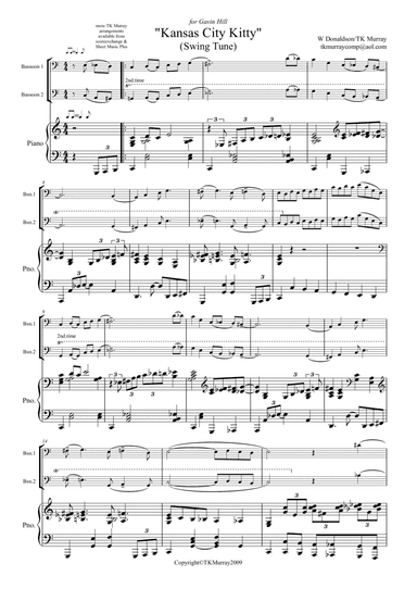 Kansas City Kitty - 2 Bassoons, Bassoon Duo & Piano (arr. Tim TK Murray)