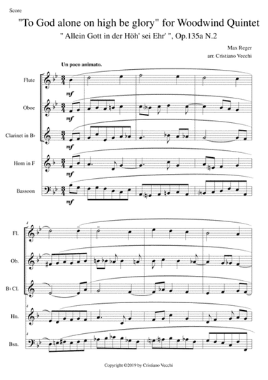 "To God alone on high be glory" for Woodwind Quintet (arr. Cristiano Vecchi)
