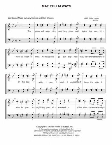 May You Always (arr. Walter Latzko)