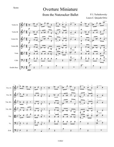 Overture Miniature, from The Nutcracker Ballet, String Orchestra, intermediate, score and parts (arr. Laura C. Quijada Ortíz)