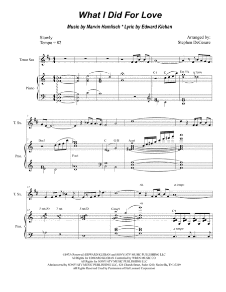 What I Did For Love (arr. Stephen DeCesare)