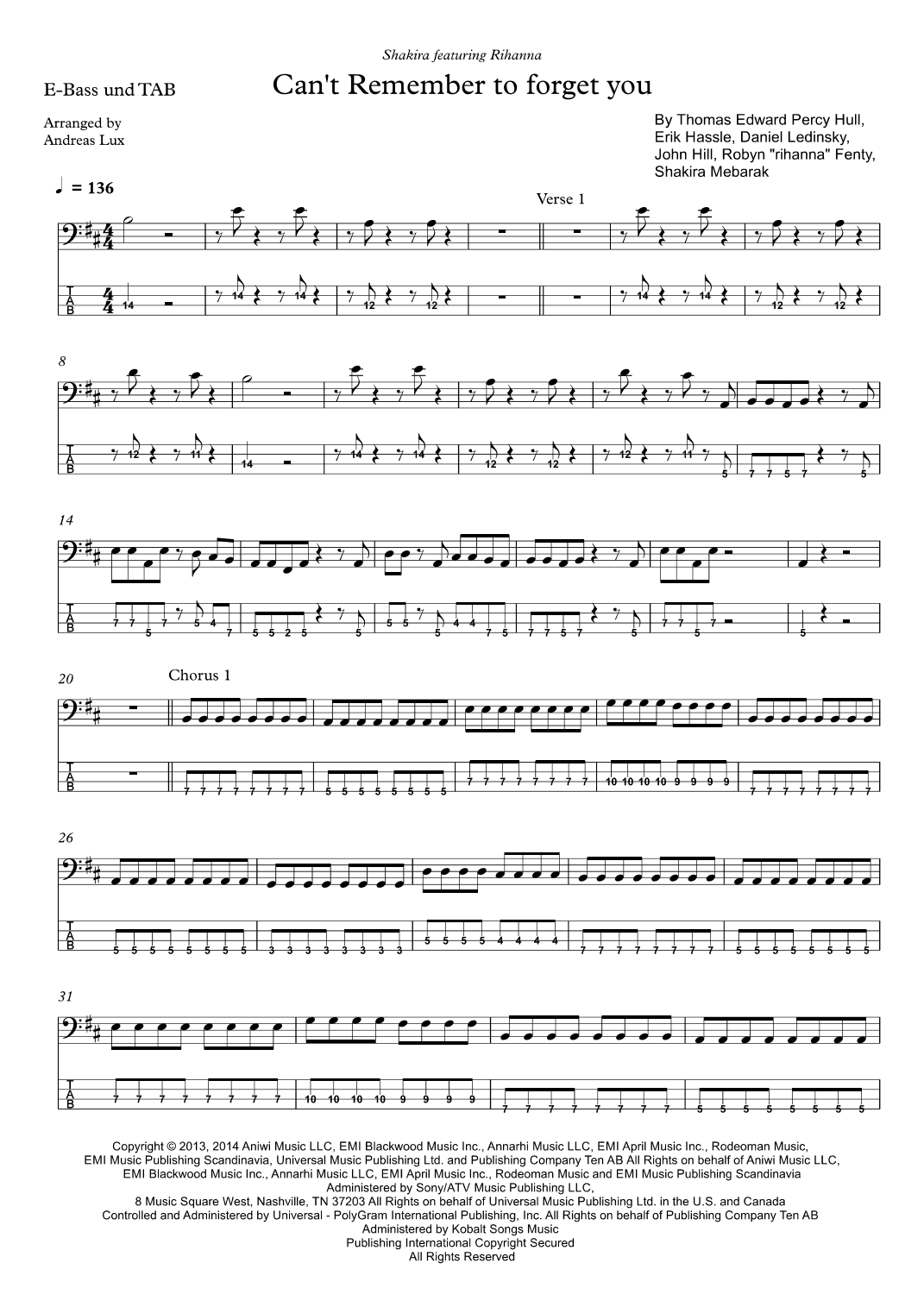 Can't Remember To Forget You (arr. Andreas Lux)