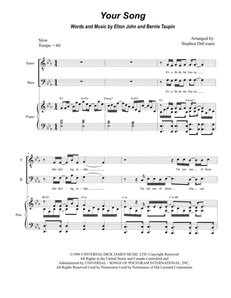 Your Song (arr. Stephen DeCesare)