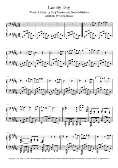 Lonely Day (arr. Greg Skalak)