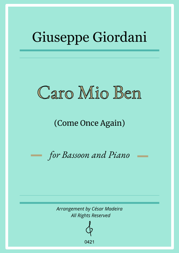 Caro Mio Ben (Come Once Again) - Bassoon and Piano (Full Score and Parts) (arr. Sheet Music To Play Editions)