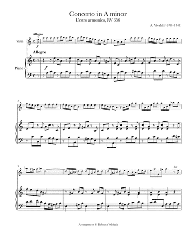 Concerto in A Minor, RV 356/Op. 3 No. 6 (arr. Rebecca Wishnia)