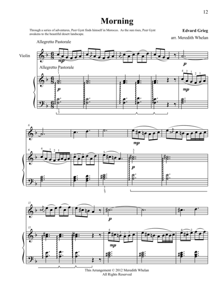Classical Duets for Violin & Piano:  Morning (arr. Meredith Whelan)