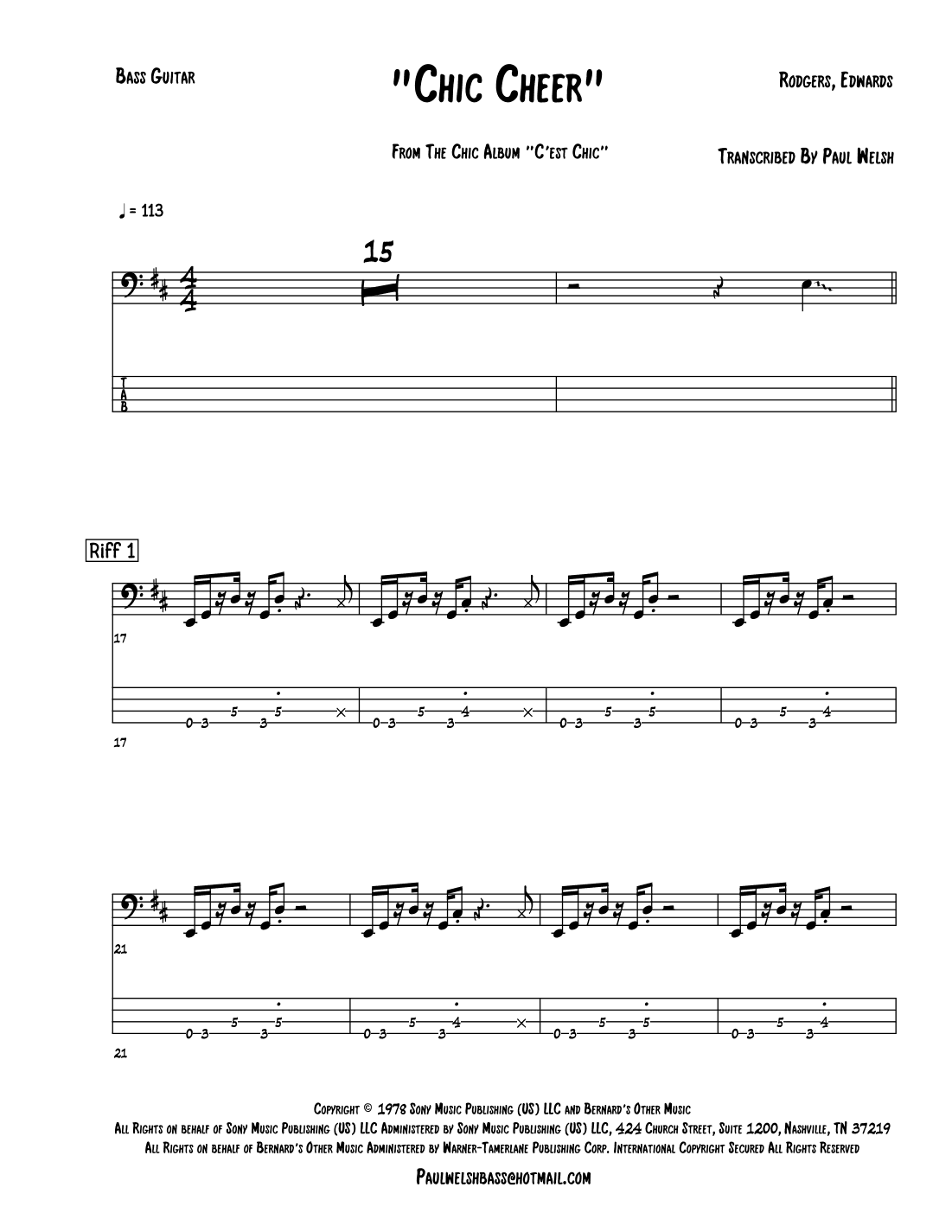 Chic Cheer (arr. P Welsh)