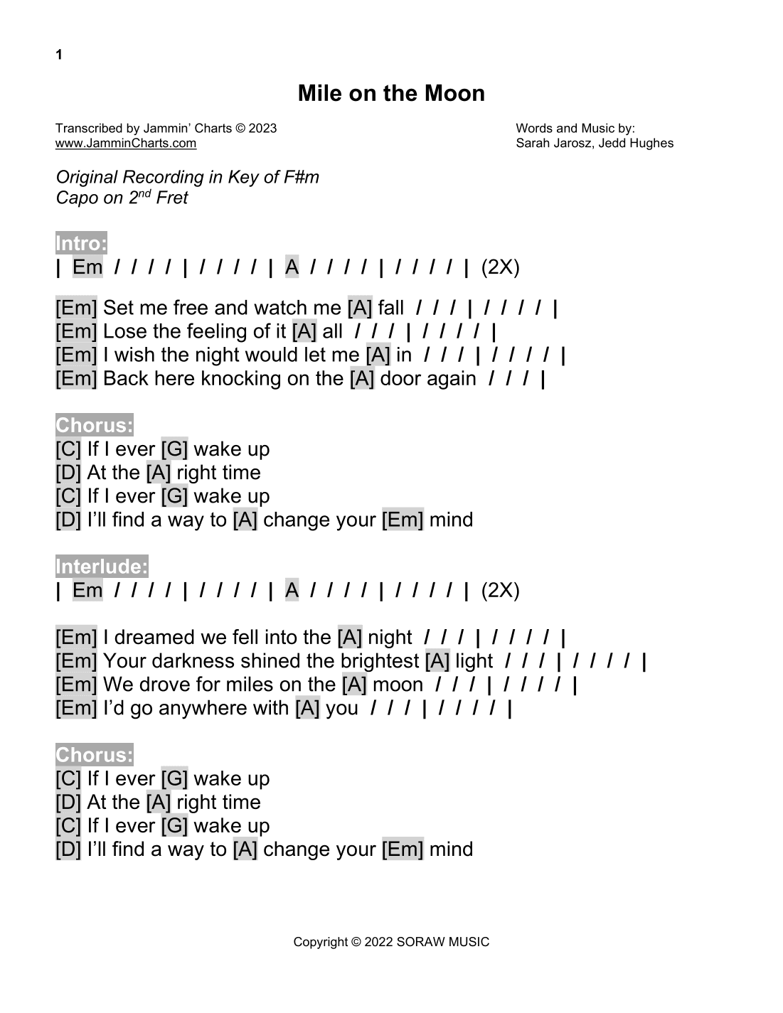 Mile On The Moon (arr. Jammin' Charts)