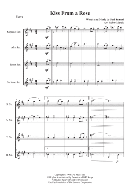 Kiss From A Rose (arr. Weber Marely)