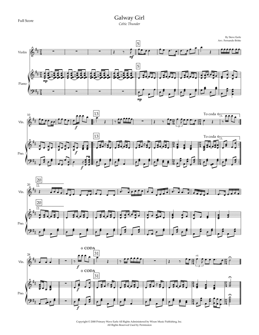 Galway Girl (arr. Fernando Britto)