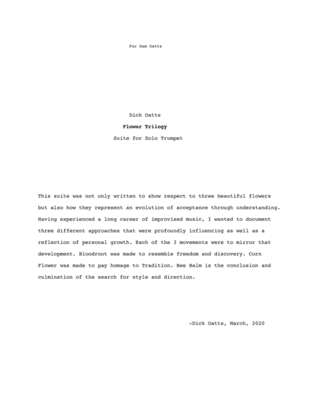 Flower Trilogy for solo trumpet