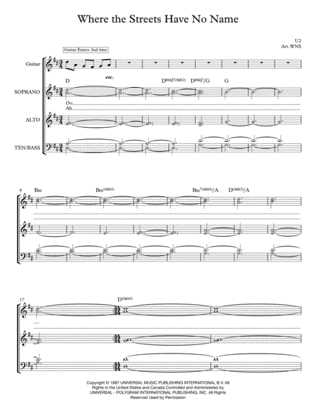 Where The Streets Have No Name (arr. Wendy Nixon Stothert)