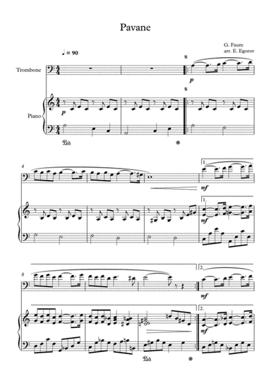 Pavane, Gabriel Faure, For Trombone & Piano (arr. Eugene Egorov)