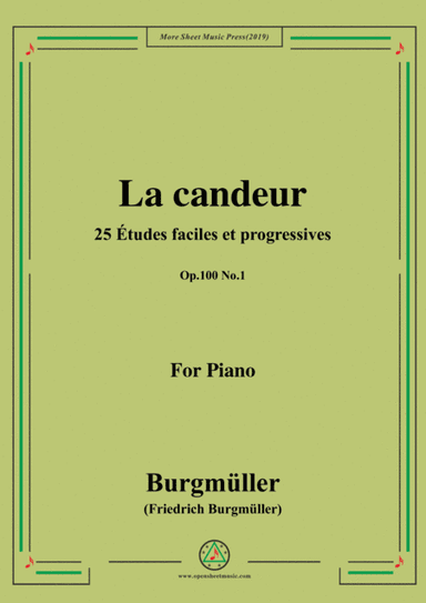Burgmüller-25 Études faciles et progressives, Op.100 No.1,La candeur (arr. MSM)