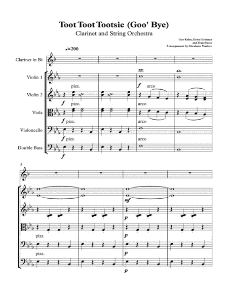 Toot Toot Tootsie! Clarinet and String Orchestra (arr. Abraham Maduro)