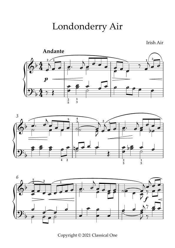 Irish Air - Londonderry Air(With Note name) (arr. MPS)