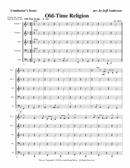 Old-Tiime Religion for Brass Quintet (arr. Jeff D. Anderson)