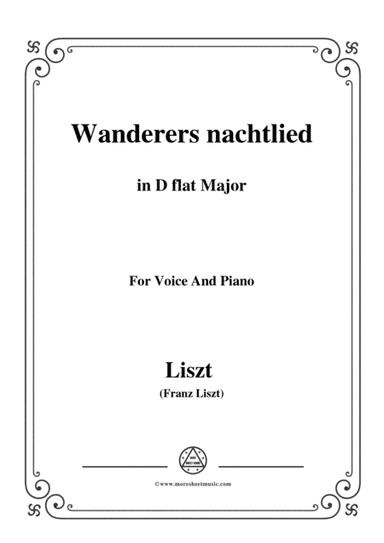 Liszt-Wanderers nachtlied in D flat Major,for Voice and Piano (arr. MSM)