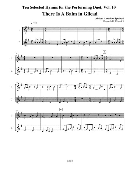 Ten Selected Hymns for the Performing Duet, Vol. 10 - clarinet and bass clarinet (arr. Kenneth D. Friedrich)