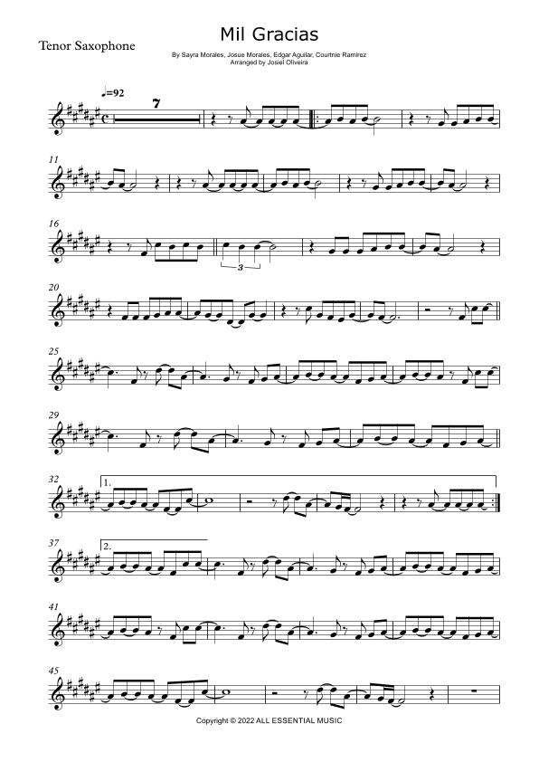 Mil Gracias (arr. Josiel Oliveira)