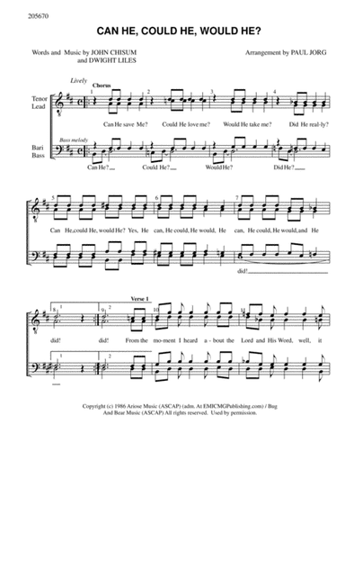 Can He, Could He, Would He, Did He? (arr. Paul A. Jorg)