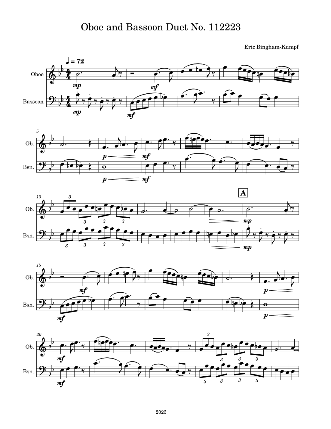Oboe and Bassoon Duet No. 112223