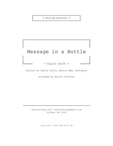 Message In A Bottle Taylor S Version From The Vault (arr. Denise Flatness)