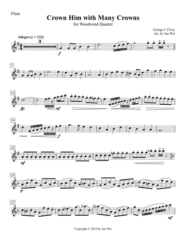 Crown Him with Many Crowns for Woodwind Quartet (arr. Ian Wei)