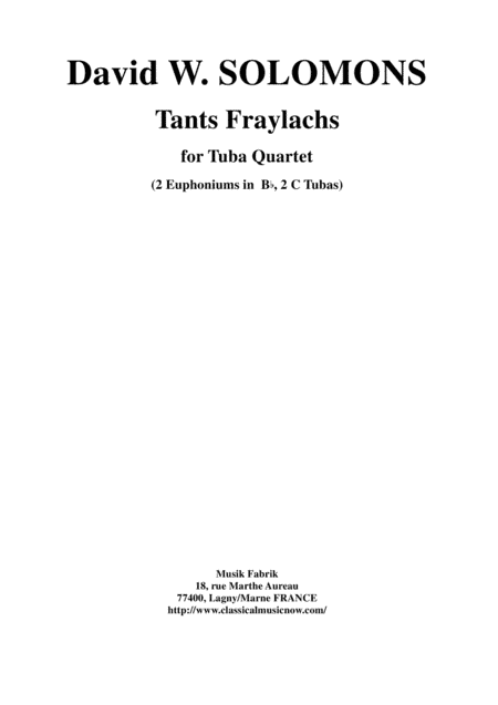 David Warin Solomons: Tants Fraylachs for 2 Bb euphoniums and 2 tubas