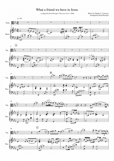 What a friend we have in Jesus (piano & viola) (arr. David Kocijan)