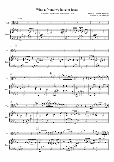 What a friend we have in Jesus (piano & viola) (arr. David Kocijan)