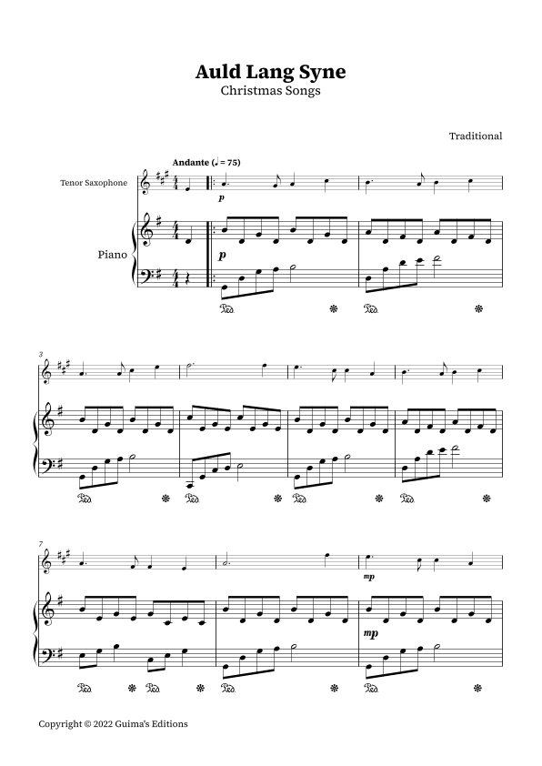 Auld Lang Syne (arr. Guima's Editions)
