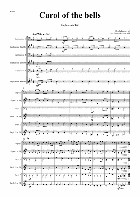 Carol of the Bells - Pentatonix style - Euphonium Trio (arr. Thomas Graf)