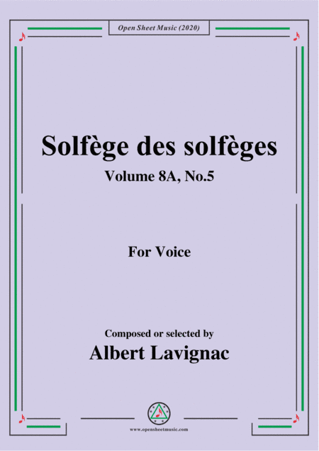 Lavignac-Solfège des solfèges,Volume 8A,No.5,for Voice (arr. MSM)