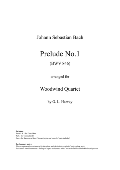 Prelude No. 1 (BWV 846) for Woodwind Quartet (arr. G L Harvey)