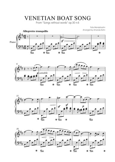 Venetian Boat song  op.30 n.6 (Bm) (arr. Amanda Kohn)