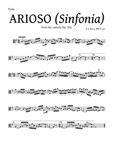 ARIOSO, by J. S. Bach (sinfonia) - for Viola and accompaniment (arr. Leyandder Trustworthy)