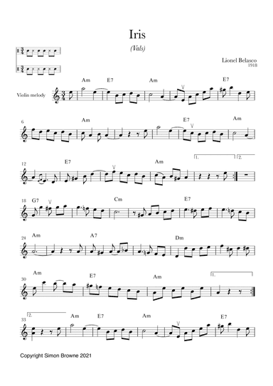 Iris (vals) for violin and guitar (arr. Simon Browne)