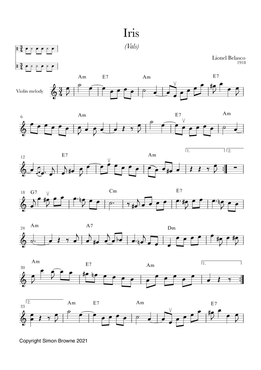 Iris (vals) for violin and guitar (arr. Simon Browne)