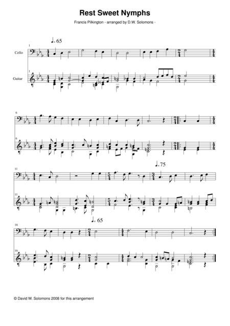Rest sweet nymphs for cello and guitar (arr. David Warin Solomons)